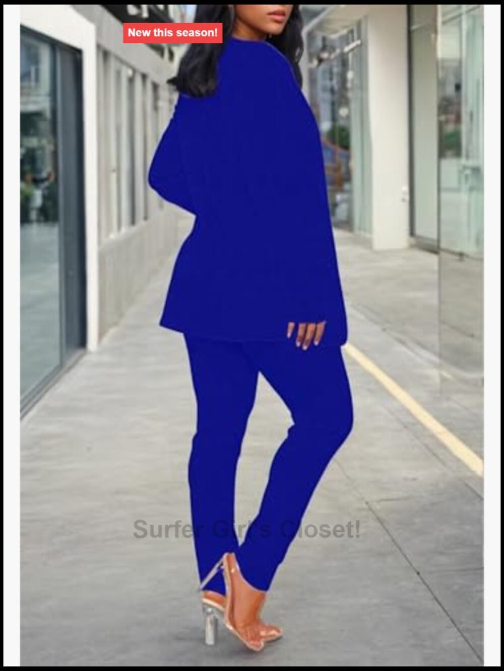2 Piece Pants Suit Set Long Sleeve Blazer & Pencil Pants Business Office Work - Picture 4 of 7